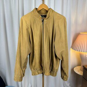 Vintage Leather Bomber Jacket Tan Men's Large